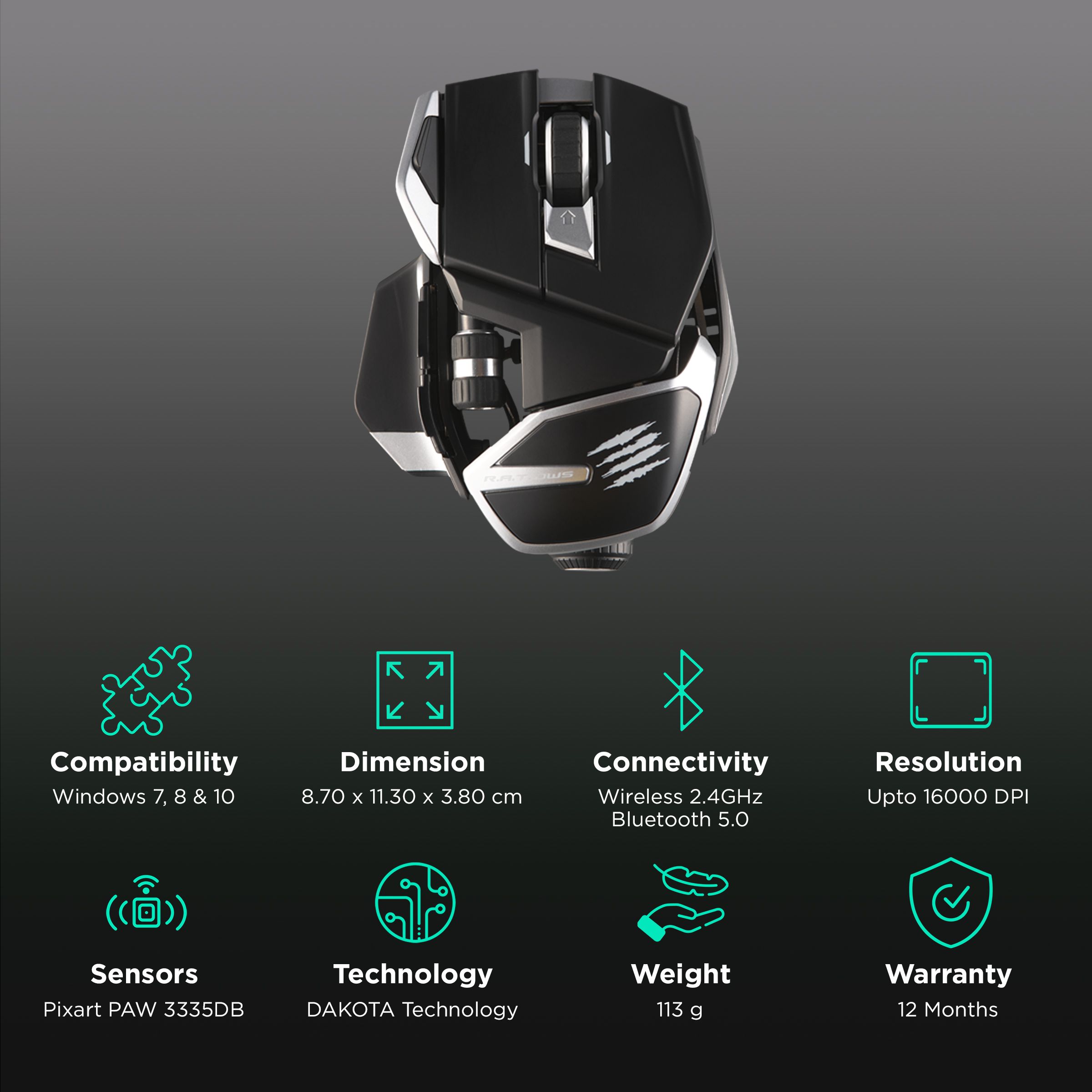 Buy Mad Catz R.A.T.DWS Wireless Optical Gaming Mouse (16000 DPI